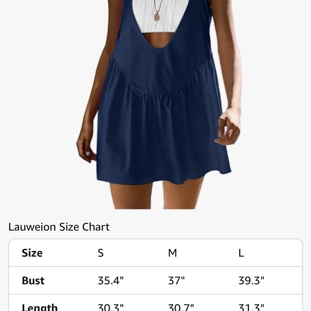 Navy Blue Tennis Dress with White Straps - Picture 4 of 10